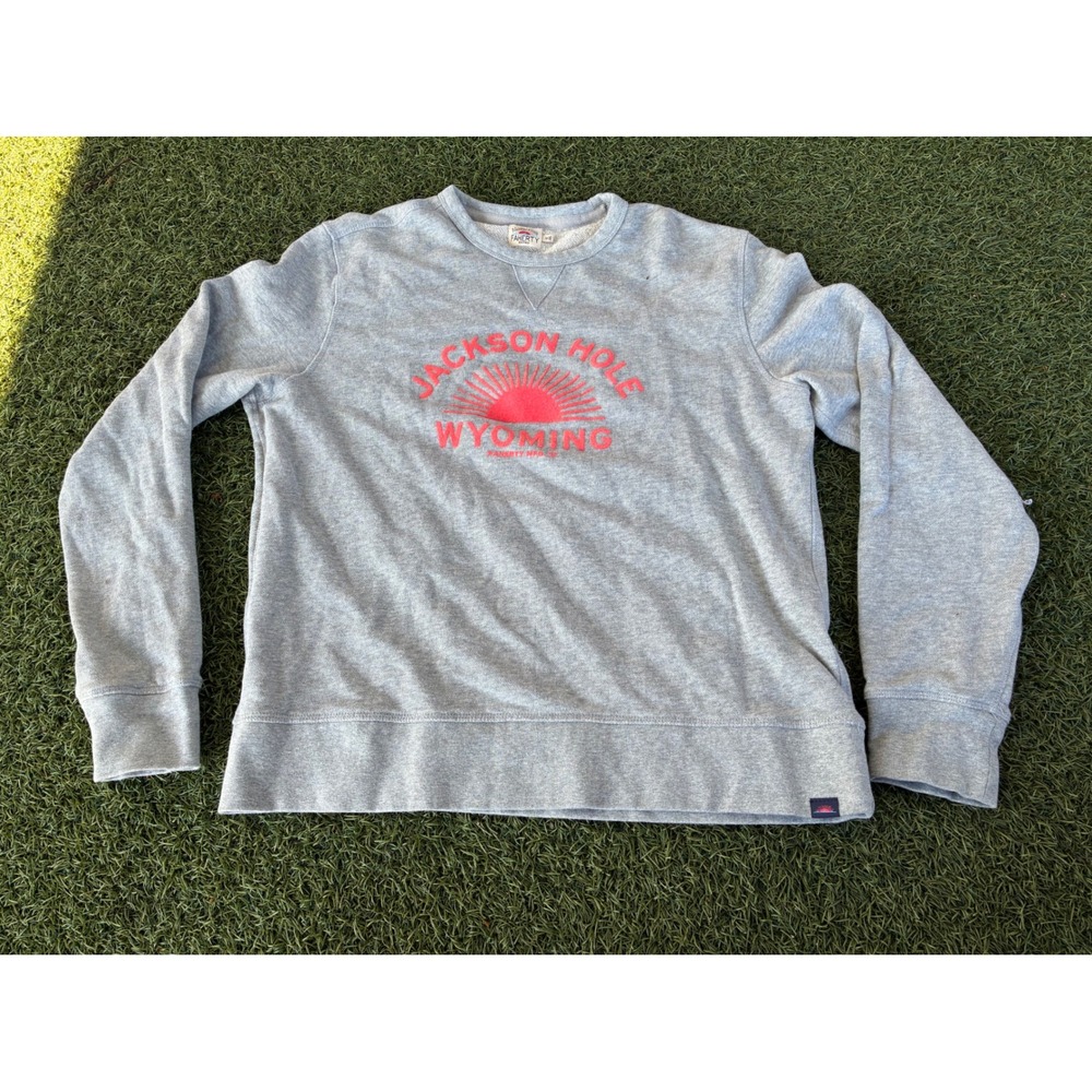 Faherty Jackson Hole Wyoming Graphic Sweatshirt Heather‎ Grey Mens Medium